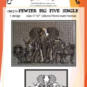 PEWTER EMBROIDERY BIG FIVE SINGLE